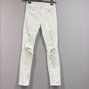 7 For All Mankind Distressed White Jeans
